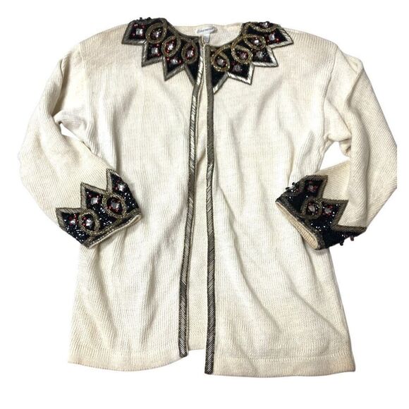 Beaded Bling detail Vintage Cardigan Sweater - Picture 1 of 8